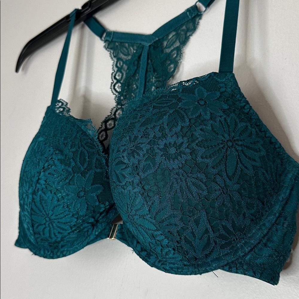 Auden Elegant Lace Teal Push-up Bra front closure size 38C - Picture 2 of 5